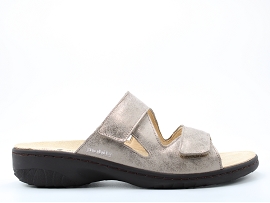 CHAUSSETTE H GEVA:CUIR METALISE/TAUPE//CUIR/GOMME