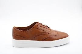 MIA ANKLE HERO BROGUE:CUIR/MARRON//TEXTILE/GOMME