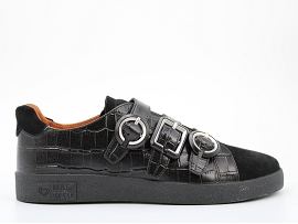 TRUDIE BONGO:CUIR IMPRESSION REPTILE/NOIR//CUIR/GOMME