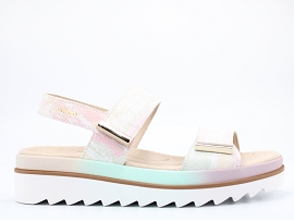 PALLA LOUVEL DOMINICA:CUIR METALISE/ECRU//CUIR/GOMME