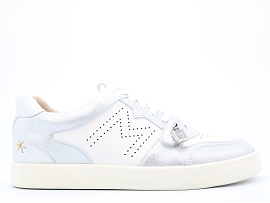 BINGO LOW AVANI:CUIR + AUTRES MATERIAUX/ARGENT//TEXTILE/GOMME