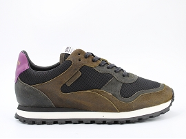 WABI 18811 TRAX RUNNER:CUIR + AUTRES MATERIAUX/VERT//TEXTILE/GOMME