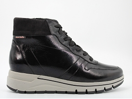 PAQUTAGE GLORYA:CUIR VERNI/BLACK//TEXTILE/GOMME