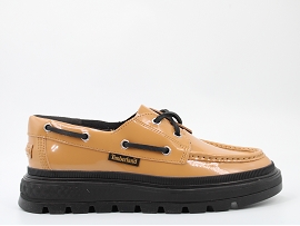 SUNSET RAY CITY BOAT:CUIR VERNI/JAUNE//TEXTILE/GOMME