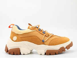 JOY ADLEY WAY OXFORD:CUIR + AUTRES MATERIAUX/JAUNE//TEXTILE/GOMME