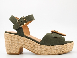 STOMP CHELSEA TIHANA BUCKLE:SUEDE/VERT//CUIR/GOMME