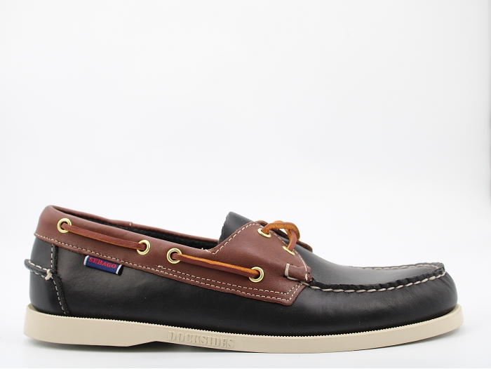 Sebago bateau docksides lea waxy noir